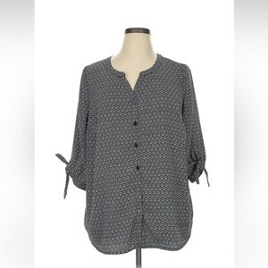 Catherine’s Women's Black Patterned Top Plus 0X